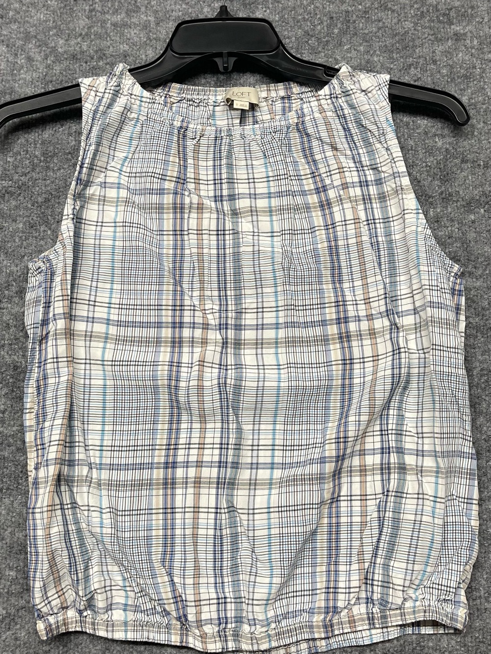 LOFT Women's Blue Plaid Sleeveless Shell Top Size S